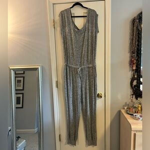 Express cap sleeve gray Jumpsuit, large